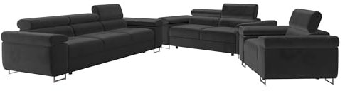 Mirjan24 Sofa Set Torezio 3+2+1, Sofagarnitur für Wohnzimmer, Couchgarnitur, Wohnlandschaft, Sofas, Couch, Füße aus Metall Chrom, Sofa (Manila 18)