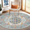 Nyescasa Teppich Rund 160 cm Vintage Boho Mandala Teppich Wohnzimmer Waschbar rutschfest Weich Kurzflor Runder Teppiche für Schlafzimmer Kinderzimmer Outdoor, Beige Blau