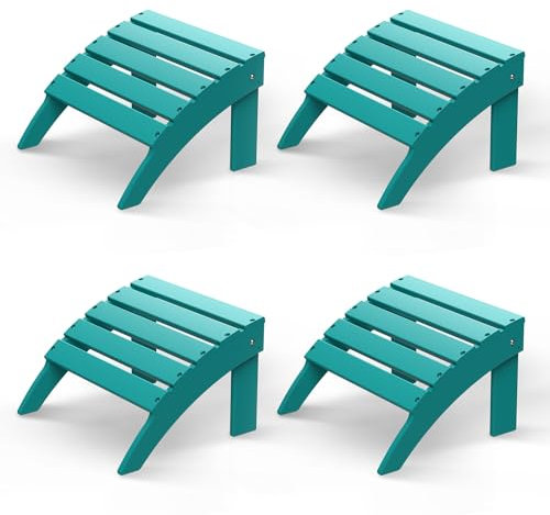 GREENVINES Adirondack-Ottoman | Lot de 4 repose-pieds pliables | Plastique HDPE | Repose-pieds d'extérieur | Toutes saisons | Repose-pieds | Aqua | pour chaise Adirondack | pour terrasse, jardin,