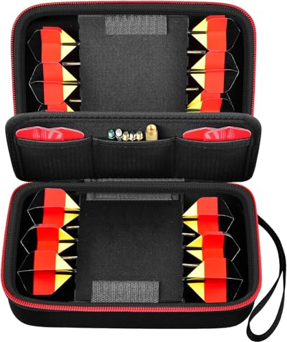 Target Darttasche -12 Pcs Aufbewahrungsorganizer für Stahlspitze und Soft Tip Darts - Dart Case mit 12 Compartments für Dart Tipps, Schäfte, Flüge und weiteres Dart Zubehör (nur Box) - Schwarz