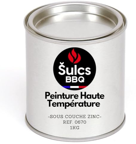 Pot de peinture Antirouille Professionnelle Protection Anti-corrosion renforcée, enrichie en ZINC Haute Température 1Kg Ref. 0670 Haut Pouvoir Couvrant Peinture Maison Cheminée Auto Moto ŠULCS BBQ®