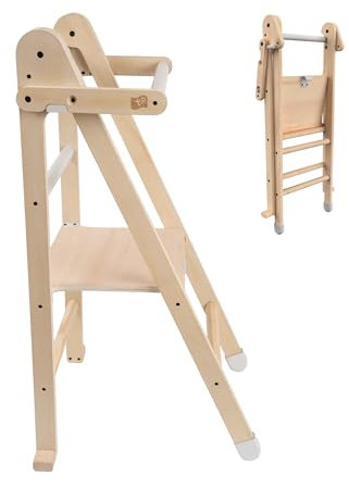 TP Toys Active-Tots Helper Tower Folding Step Stool for Toddlers and Kids, Foldable Standing Tower for Kitchen, Mothers' Helper Montessori Learning Step Ladder Durable and Safe Design, 50x47.3x93.5cm