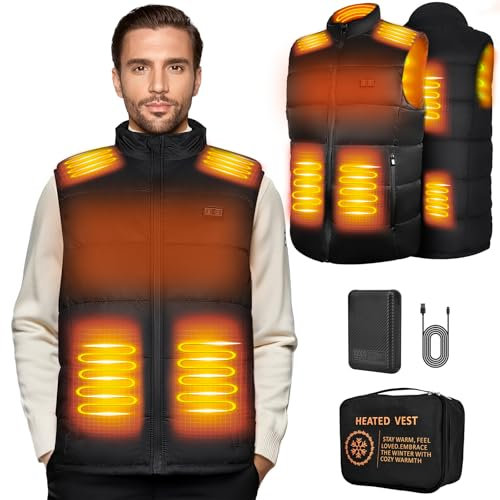 Elrhf Beheizbare Weste,Heizjacke mit Powerbank,Intelligente Duale Steuerung Heizweste,Wärmeweste Outdoor-Winterjacke (DE/NL/SE/PL, Alphanumerisch, S, Regular, Regular, Normal)
