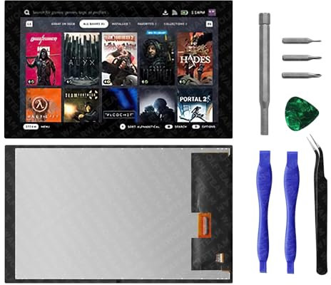 WARWOLFTEAM Kompatibel mit Valve Steam Deck Handheld Spielkonsole IPS 7 Zoll 1280 x 800 LCD Display Touchscreen Digitizer Montage mit Reparaturwerkzeugen (blendfrei, mattiert, Anti-Fingerabdruck)