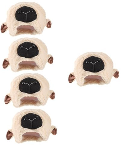 QUMIIRITY 5stücke Flauschiger Schaf-hut Mit Ohren Witzige Kopfbedeckung Für Erwachsene Kostüm-accessoire Für Halloween Karneval Und Fotoprops Warm Und Bequem Einfach Zu Tragen