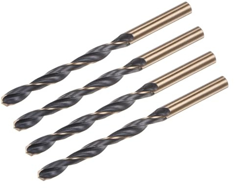 sourcing map 4pcs Jobber Drill Bits 7mm (0.276) Black Nitride & Gold Titanium Coated M2 High Speed Steel (HSS) Twist Drill Bits for Stainless Steel Aluminum Alloy Metal