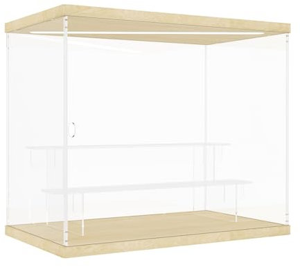 Nynelly Vitrina acrílica de 3 niveles para modelos, mini figuras, Pop Mart, Labubu, Sonny Angel, Smiski, caja de exhibición a prueba de polvo con luz, puerta, soporte de exhibición (base superior de