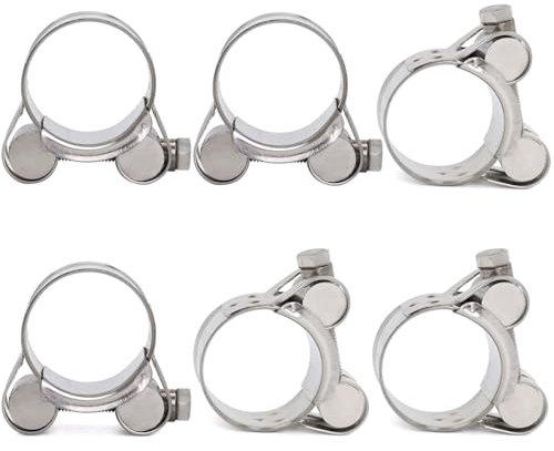 FamlTol Collier de serrage, Lot de 6 Plage de Serrage 23-25mm, T-Bolt Collier Inox, Colliers de Serrage à Boulon en T pour Conduite d'eau, Conduite de gaz, Tube d'automobiles