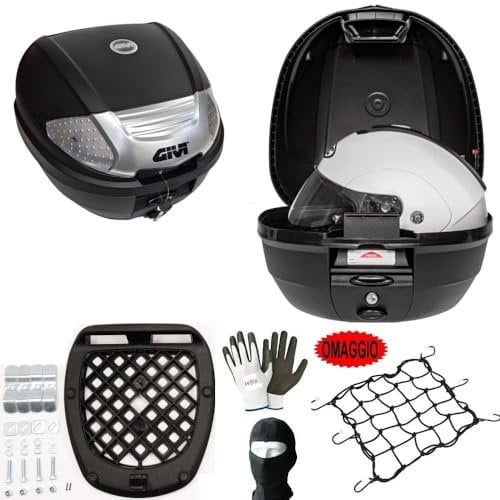 KOMPATIBEL MIT BMW R 1150 RT Koffer TOPCASE 30 LT MONOLOCK SCHWARZ+DACHNETZ+Platte FÜR Motorrad-Roller-GEPÄCKTRÄGER Full-FACE-Jet-MODULARER UNIVERSALHELM