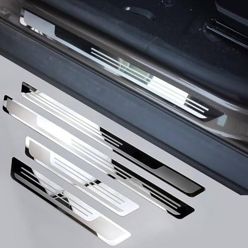 yishao 4 Pcs Stainless Steel Car Door Sill Protector Strips for VW Tiguan R-Line 2019-2023, Sticker Trim Non Slip Anti Scratch Stainless Steel Material