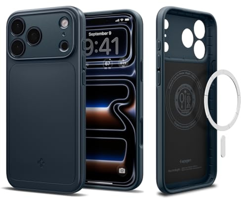 Spigen iPhone 17 Pro Max Hülle [Militärgeprüfter Schutz] Thin Fit MagFit Case Handyhülle Slim Kompatibel mit MagSafe –Metal Slate