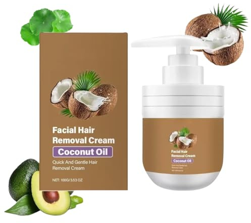 Facial H-air R-emoval C-ream, Hair Removal Cream for Women,Coconut Serum Oil Facial Hair Removal Cream for Face & Body, Moisturizing & Soothing, Gentle，Non-Irritating，All Skin Types 100g