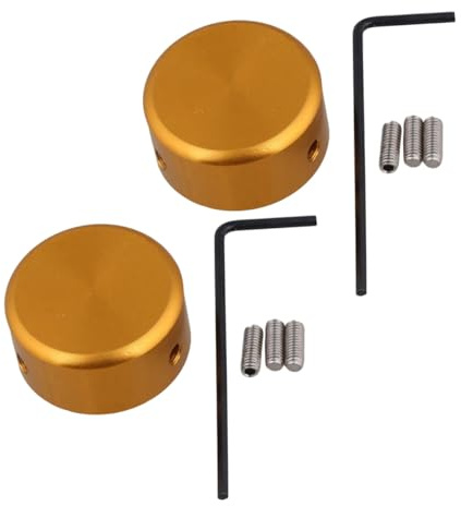 Hoement Pedalkappen Aus Aluminiumlegierung Für Gitarreneffektpedale Fußschalter Aufsatz Mit Gummimatte 2 Satz Mit Schrauben Und Griff Goldfarbig Schutz Für Gitarren Fußpedal