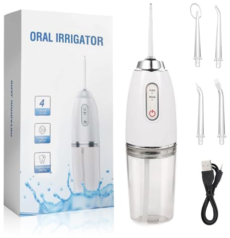 Munddusche Testsieger 2026, Munddusche Kabellos, Water Flosser 3 Modi & 4 Düsen, IPX7 Wasserdicht, für Oral Health Enthusiasten Tägliche Tiefenreinigung Reinigung auf Reisen