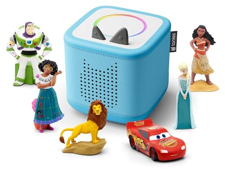 Toniebox 2 Audio Player Disney Bundle for Kids 3+ with Elsa, Moana, Lightning McQueen, Simba, Encanto, and Toy Story - Sky Blue