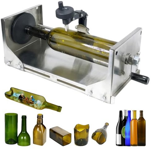 Coupe-bouteille en Verre, Machine de Découpe de Bouteilles Carrées Et Rondes avec Lame Réglable de 105 À 325 Mm, Rotation À 360°, Rotation de la Poignée, Coupe-verre pour Le Vin, la Bière