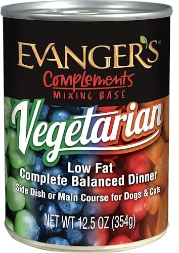Evanger's Complements Vegetarian Dinner – 12 Count, 12.5 oz Each – Grain-Free Plant-Based Food for Dogs & Cats – Balanced Mixing Base with Vegetables & Fruits