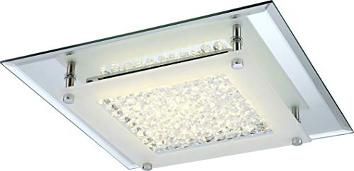 GLOBO LIGHTING 12 Watt LED Deckenlampe Deckenleuchte Beleuchtung Lampe Chrom Glas Kristalle klar