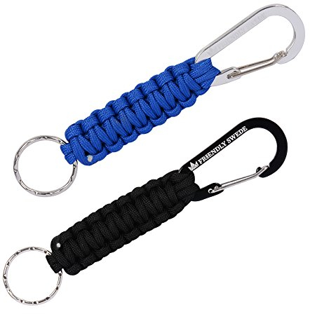 The Friendly Swede Schlüsselanhänger aus Paracord mit Karabiner (2 Stück), Noir + Bleu
