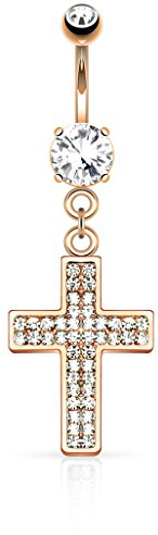Paula & Fritz® Bauch-nabelpiercing Chirurgenstahl Kreuz Anhänger Rosegold Zikonia Banane Bauch-Piercing Bananabell Nabel-Piercing