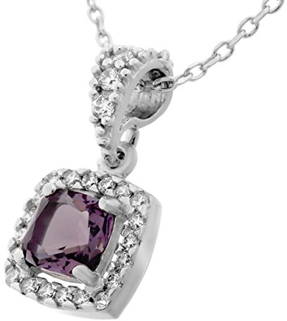 Orphelia Damen-Anhänger met Kette 925 Silber rhodiniert Zirkonia lila Brillantschliff-ZH-7199/LA
