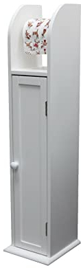 spot on dealz® Wooden Toilet Roll Holder Bathroom Cabinet Free Standing Cupboard Paper Storage Box With Shelf Tall Cabinets White Furniture Unit For Toilet Accessories