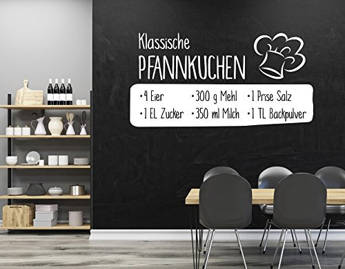 tjapalo® Wandtattoo Küche Rezept w-pkm151 Wandaufkleber Pfannkuchen Wandaufkleber Esszimmer Kochmütze wandtattoo rezept küche (Breite 58 x Höhe 30 cm)