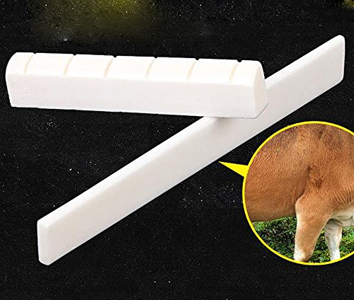MINGZE 6 String Acoustic Classical Guitar Bone Bridge Saddle and Nut Made of Real Bone (For Classic)
