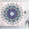 ABAKUHAUS Mandala Duschvorhang, Bunte Kunst Peacock, Stoffliches Gewebe Badezimmerdekorationsset mit Haken, 175 x 180 cm, Teal Lila