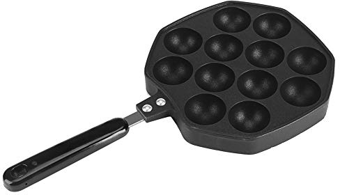 Nikou Takoyaki Grillpfanne - Gusseisen Takoyaki Octopus Ball Plate Hausmannskost Backen Werkzeuge Küchenzubehör mit 12 Löchern