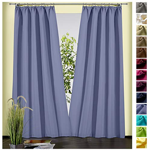 heimtexland ® Dekoschal Baumwolle Uni Blickdicht Vorhang Kräuselband Gardine Hellblau HxB 245x135 Typ625