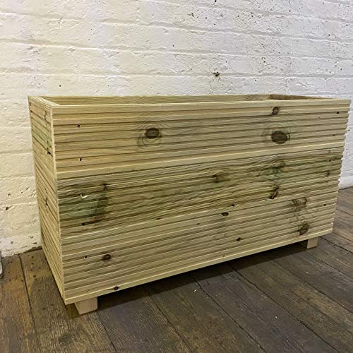 Cutncraft Designs Large Solid Wooden Patio Planter Herb Trough 47cm Tall