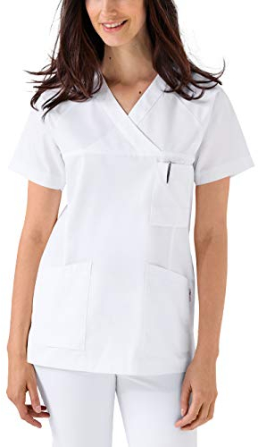 CLINIC DRESS Schlupfkasack Kasack Damen für Krankenpflege und Altenpflege 50% Baumwolle 95 Grad Wäsche weiß S