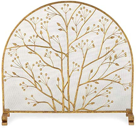 FUFU Funkenschutz Kamin Abdeckung Mesh, Kamin Feuerschutz, pulverbeschichtet Iron Fire Schirm mit Edelstahl-Fein Gittern, Feuerschutz for Kamin und Ofen, 37,8 × 35.4inch Kaminzubehör