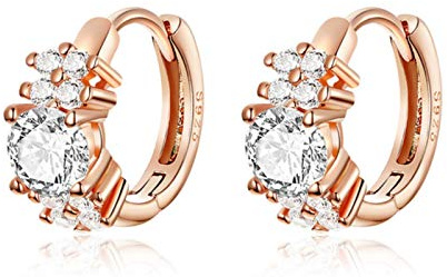 Good Luck 925 Sterling Silber Exquisite Blütenblätter Creolen Roségold Kleine Ohrringe für Frauen Hochzeitsschmuck