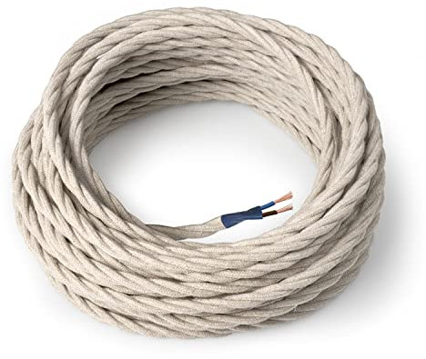 Amarcords - Cavo elettrico tessile colore TUFO, trecciato, canapa, 10 metri, a 2 conduttori 2x0,75 - Filo rivestito in tessuto colorato vintage per lampade lampadari applique e abat jour.