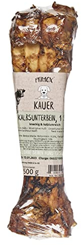 PRIMOX Kalbsunterbein 500g I Knackig, kalziumreich & 100% natürlich I Artgerechte Belohnung I Zahngesundheit & Beschäftigung
