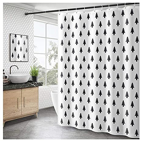ZJYWMM Rideau de Bain Long avec Rideaux de Douche Rideau de Bain Effet 3D résistant à la moisissure et Lavable Crochets de Suspension Inclus sans PVC 100% Polyester Rideau de Douche Minim