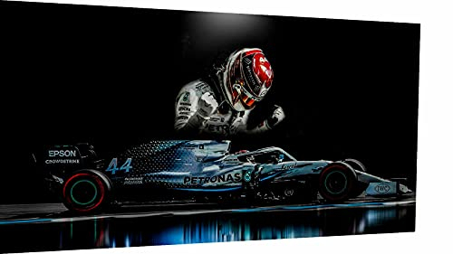 Magic Canvas Art - Bilder F1 Formel1 Lewis Hamilton Leinwandbild 1- teilig Hochwertiger Kunstdruck modern Wandbilder Wanddekoration Design Wand Bild, Größe: 120 x 80 cm