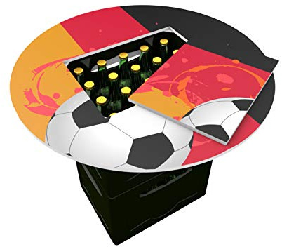 Vispronet Bierkastentisch - versch. Motive - Mobiler Aufsatz für Bierkästen - Witterungs- & UV-beständig (Deutschland, Fußball)