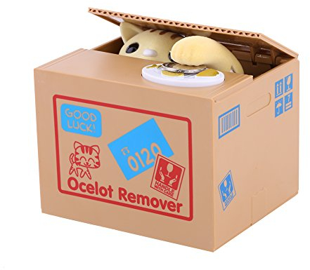 Wakects Spardose Katzenbank, automatische Münze für Kinder und Erwachsene - Stealing Coin Katze (gelb)