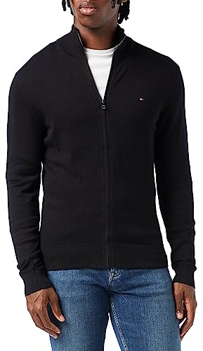 Tommy Hilfiger Herren Pima Org Ctn Cashmere Zip Thru Cardigan Sweater, Schwarz, X-Large