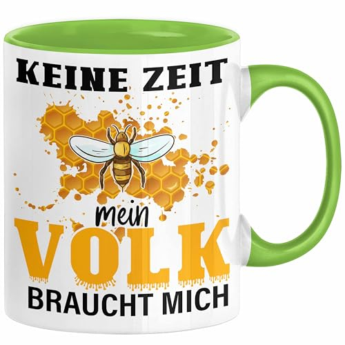 Trendation - Keine Zeit Mein Volk Braucht Mich Tasse Geschenk Bienen Honig Imker Imkeri Geschenkidee Bienenzüchter (Grün)