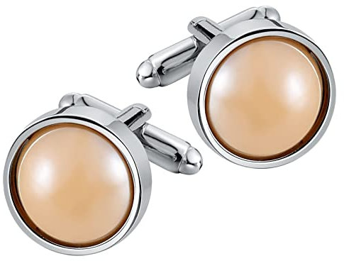 Homxi Manschettenknöpfe Herren Geschenk,Rund Manschettenknöpfe Edelstahl Cufflinks Beige