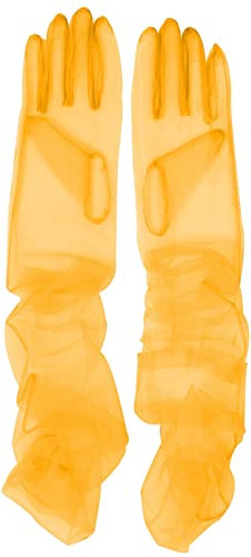 Women's Bridal Mesh Tulle Gloves - Long Opera Halloween Costume Party Elbow Length Sheer Gloves, Yellow, One Size