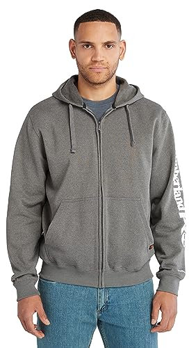 Timberland Felpa Hood Honcho Sport Full Zip, Dark Charcoal Heather-White, L Alto