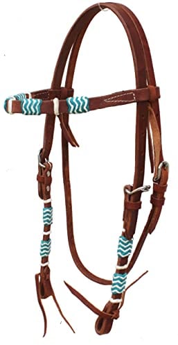 CHALLENGER Horse Western Türkis Rohleder Stirnband Show Tack Zaumzeug 78197HB1