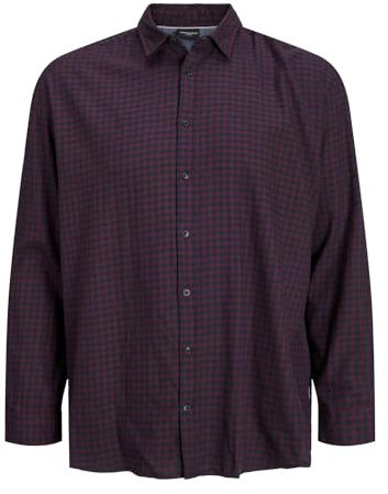 Bestseller A/S Jjegingham Chemise en sergé L/S PS Noos, Blazer Bleu Marine/Carreaux :/Mini Vichy, 4XL Grande Taille Homme