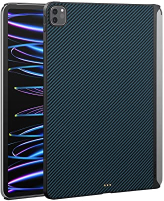 PITAKA Hülle für iPad Pro 11 Zoll 2022/2021 Magnetische Schutzhülle Kompatibel mit Magic Keyboard Ultradünn Tablet Hülle aus Aramidfaser [MagEZ Case 2] Schwarz/Blau