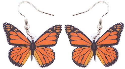 LONYOO Acrílico Pendientes Mariposa Colgante Gota Joyería Mariposa Regalos Para Mujere Niña Charms (Naranja)